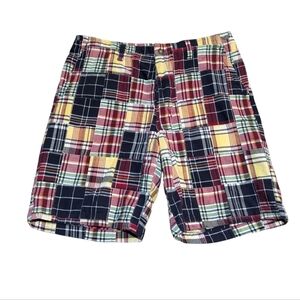 St. Johns Bay Shorts Patchwork Plaid Madras Shorts Size 34 Preppy Classic Golf